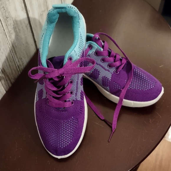 Plum/Turquoise knitted sneaker, running shoe size 8 - Picture 5 of 6